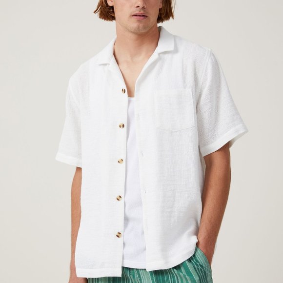 NWT - Cotton on Palma Short Sleeve Shir, White - Small - Picture 1 of 5
